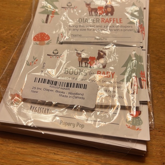 💚3 for $15💚 14 Woodland Animals Baby Shower Invitations Envelopes Inserts NEW - Picture 12 of 16